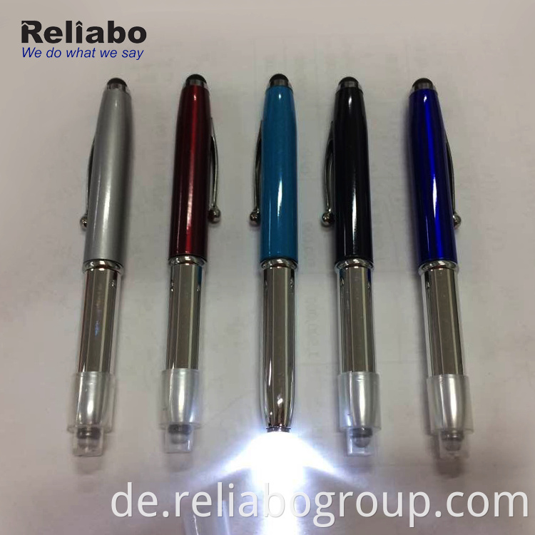 Reliabo Unique Products Werbeartikel Multifunktions-Metall-LED-Lichtstift Schreiben im Dunkeln